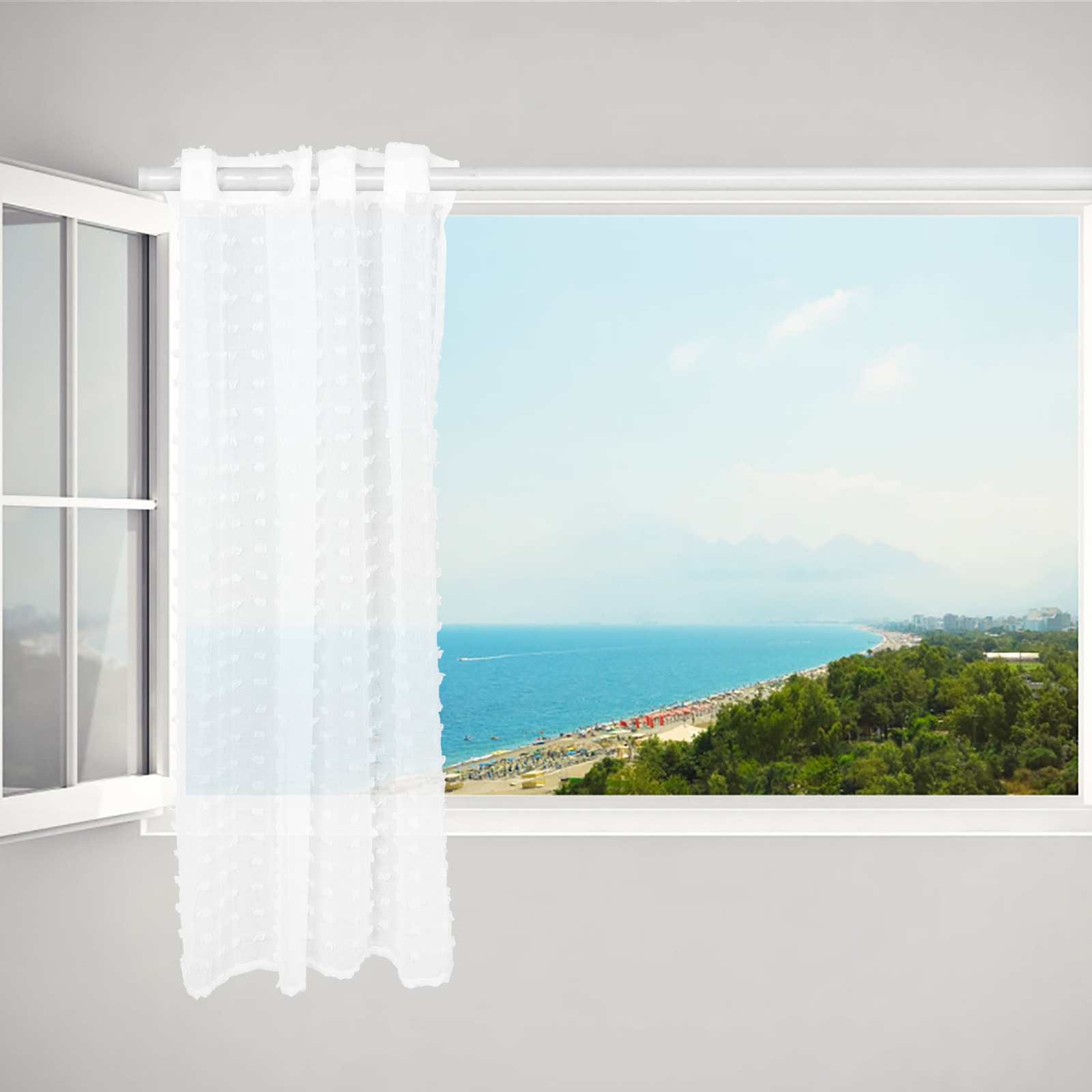 Kitchen Decor Lighting - Tenda velata bianca a pois, filtrante