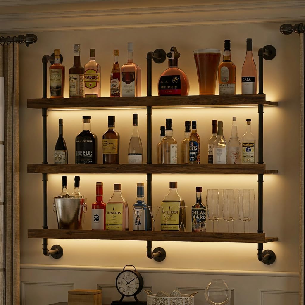 Kitchen Decor Lighting - Portabottiglie da parete con luce LED,