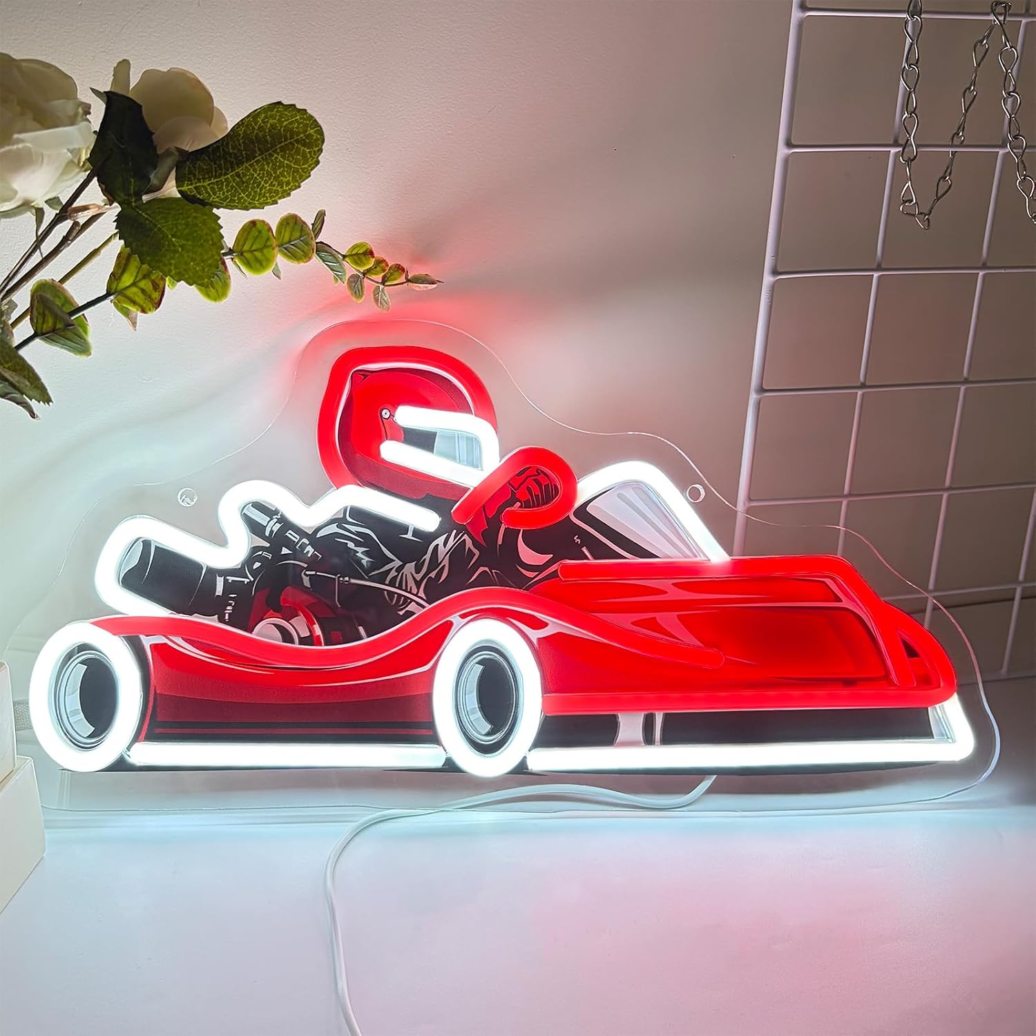 Decor Kart Lighting - Insegna LED Neon Go Kart Racer,