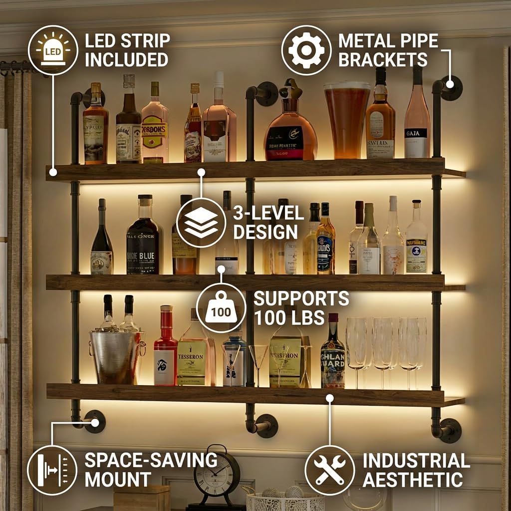 Portabottiglie da parete con l - Kitchen Decor Lighting recensione e prezzo